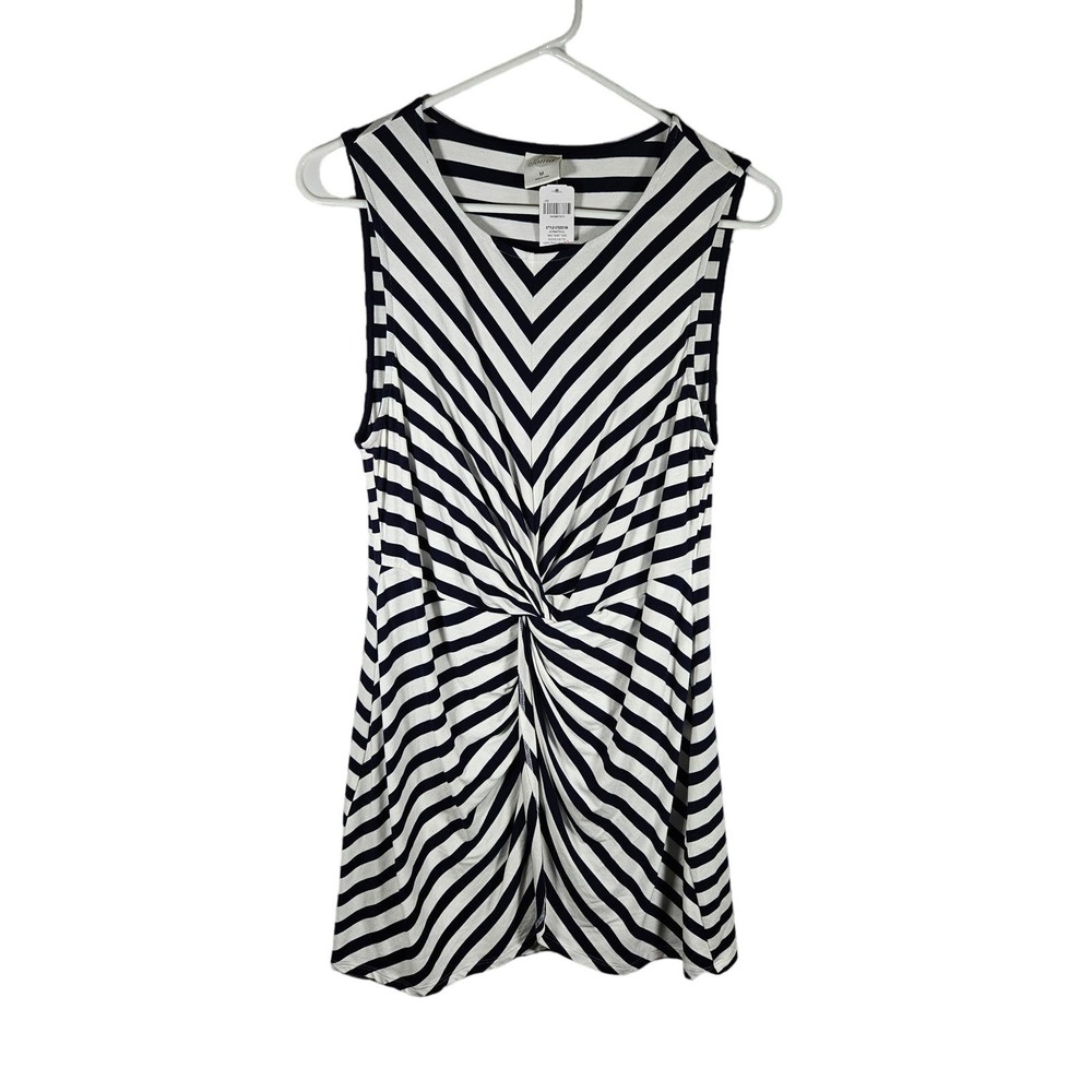 Soma Women's Asymmetrical Twist Front Tunic Navy White Stripes Med NWT